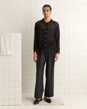 Blossom Crochet Shirt - Black