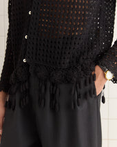 Blossom Crochet Shirt - Black