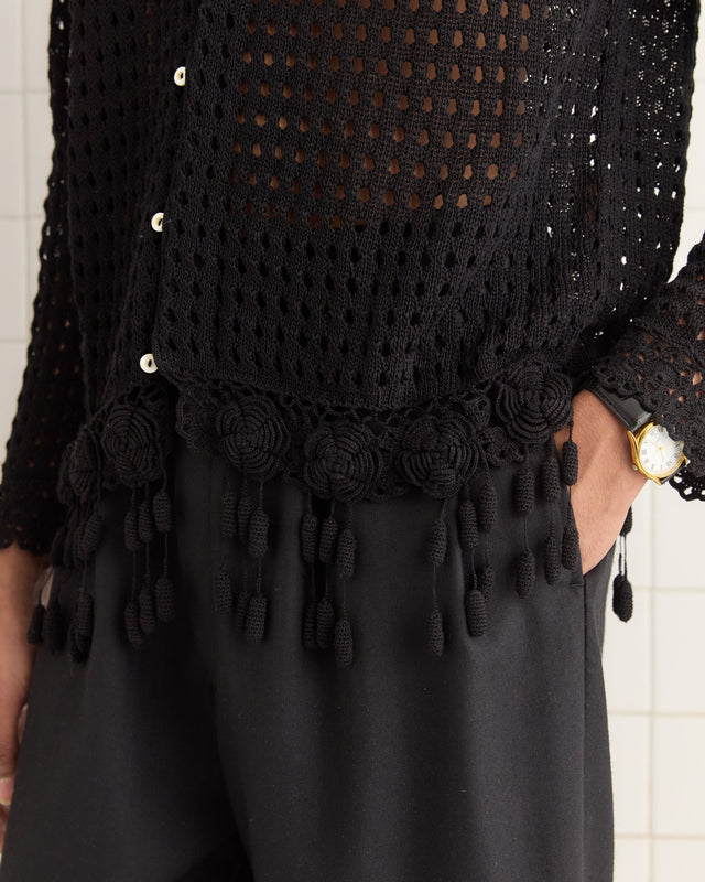 Blossom Crochet Shirt - Black