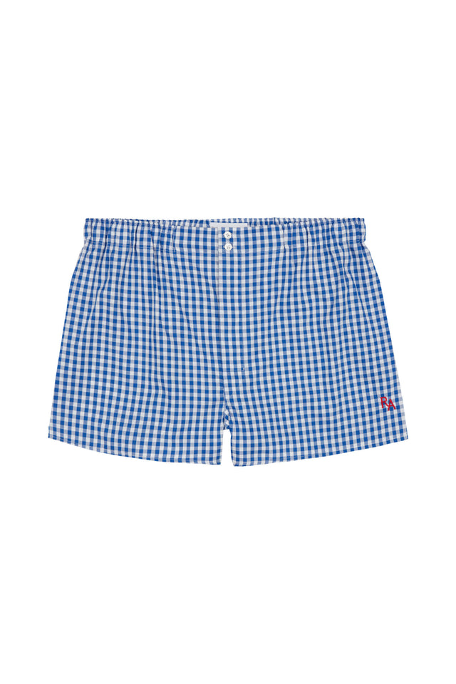 Blue Gingham Cotton Boxer Shorts