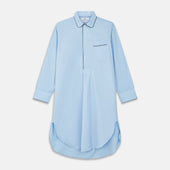 Light Blue Piped Cotton Nightshirt