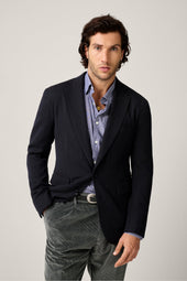 Apollo Unstructured Blazer- Wool - Navy Speckle
