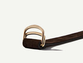 Sagan Belt Rings in Dark Brown Shield Suede with Pale Gold Rings