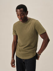 Dusty Olive Venice Wash Slub Curved Hem Tee