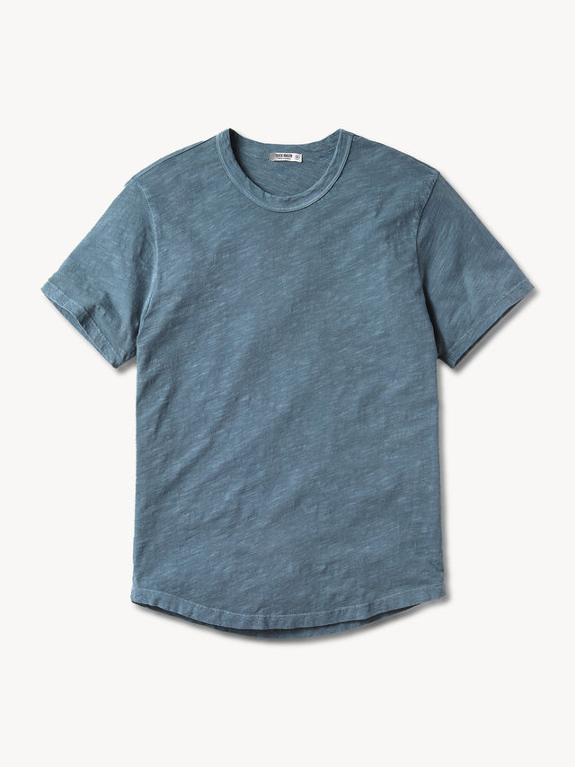 Faded Blue Venice Wash Slub Tall Curved Hem Tee