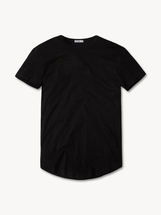 Black Pima Tall Curved Hem Tee