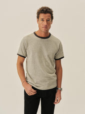 Heather Black Welterweight Ringer Tee