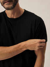 Black Japanese De-Luxe Cotton Linen Knit Tee