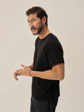 Black Japanese De-Luxe Cotton Linen Knit Tee
