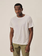 White Japanese De-Luxe Cotton Linen Knit Tee