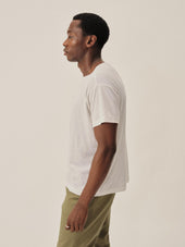 White Japanese De-Luxe Cotton Linen Knit Tee