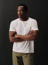 White Japanese De-Luxe Cotton Linen Knit Tee