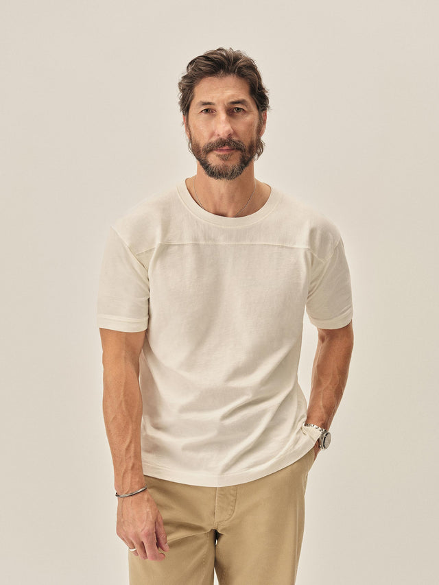 White Welterweight Football Tee