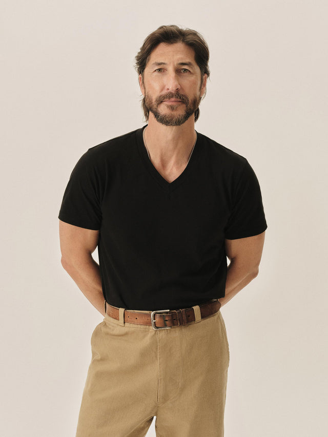 Black Pima Classic V-Neck Tee