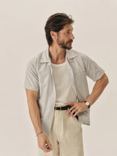 Lake Eoe / White Bengal Stripe Wornwell S/S Camp Shirt