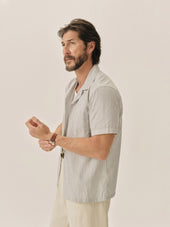 Lake Eoe / White Bengal Stripe Wornwell S/S Camp Shirt