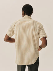 Natural / Khaki Stripe Breeze Cotton Linen S/S Shirt