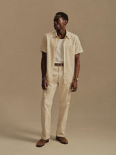Natural / Khaki Stripe Breeze Cotton Linen S/S Shirt