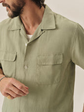 Draped Linen Deuce Coupe Camp Shirt