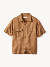 Draped Linen Deuce Coupe Camp Shirt