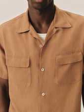 Draped Linen Deuce Coupe Camp Shirt
