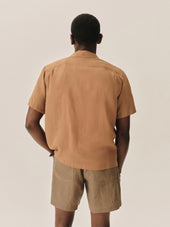 Draped Linen Deuce Coupe Camp Shirt