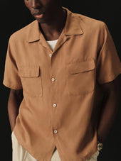 Draped Linen Deuce Coupe Camp Shirt