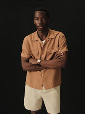 Draped Linen Deuce Coupe Camp Shirt