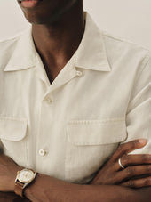 Draped Linen Deuce Coupe Camp Shirt