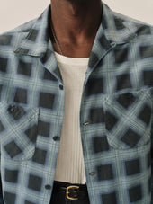 Blue Gradient Plaid Case Study Camp Shirt