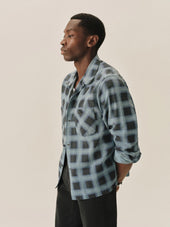 Blue Gradient Plaid Case Study Camp Shirt