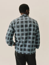 Blue Gradient Plaid Case Study Camp Shirt