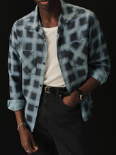 Blue Gradient Plaid Case Study Camp Shirt