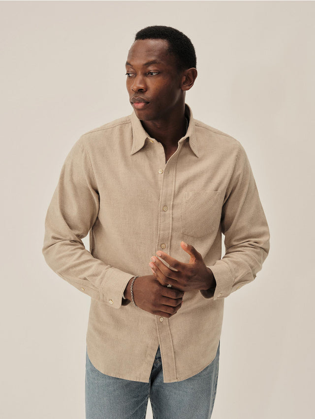 Oatmeal Heather Nailhead Pacific Twill Flannel Bd Shirt