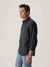 Dress Navy Draped Twill One Pocket Shirt