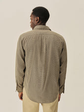 Brown Houndstooth Draped Twill One Pocket Shirt