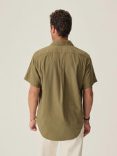 Dried Wheatgrass Draped Twill S/S One Pocket Shirt