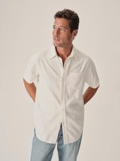 Natural Draped Twill S/S One Pocket Shirt