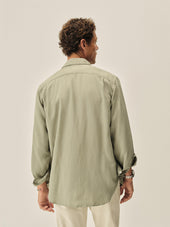 Blue Fescue Draped Linen Lounge Lizard Shirt