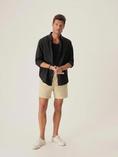 Faded Black Draped Linen Lounge Lizard Shirt