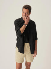 Faded Black Draped Linen Lounge Lizard Shirt