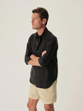 Faded Black Draped Linen Lounge Lizard Shirt