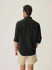 Faded Black Draped Linen Lounge Lizard Shirt