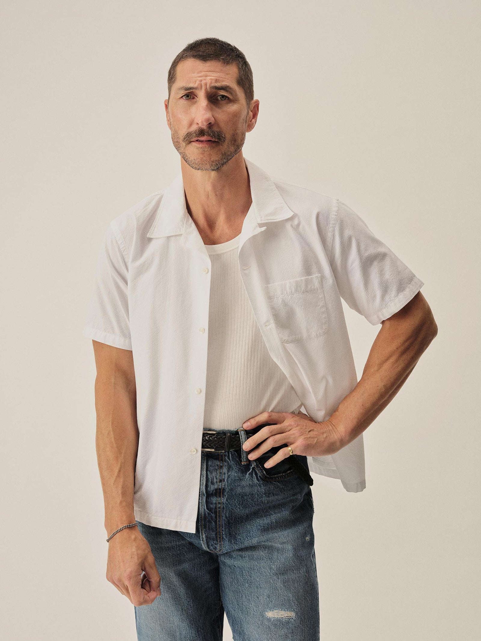 White Sodapop Seersucker Camp Shirt