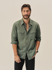Bottle Green Venice Wash Hemp HBT Soft Pack Station Shirt