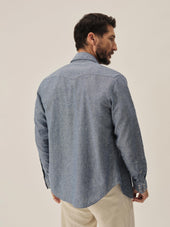 Light Blue End on End Linen/Cotton Pacific Drifter Western Shirt