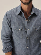Light Blue End on End Linen/Cotton Pacific Drifter Western Shirt