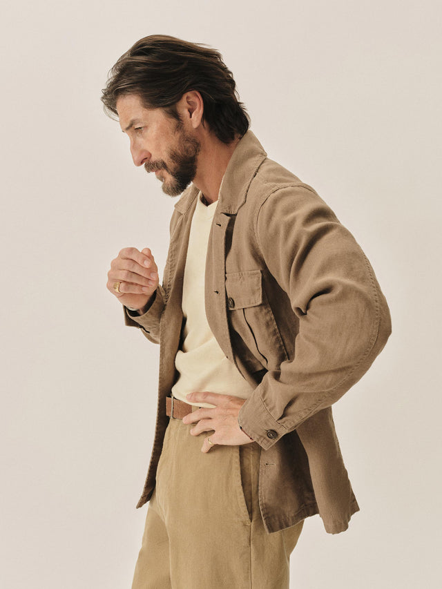 Mocha Loomed Linen P-43 Fatigue Shirt