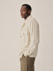 Worn White Loomed Linen P-43 Fatigue Shirt