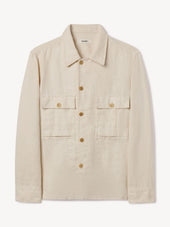 Worn White Loomed Linen P-43 Fatigue Shirt